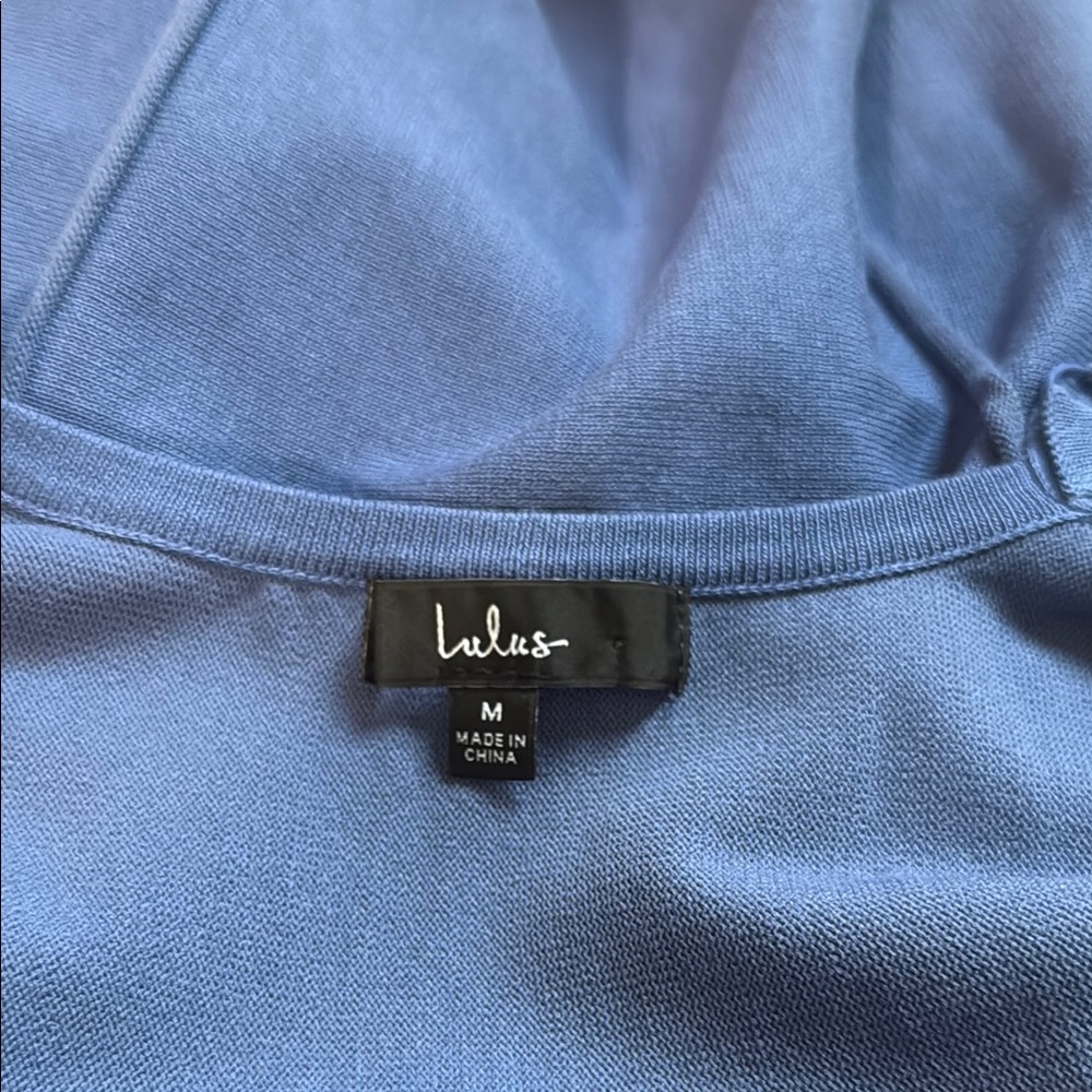 Blue Button Mini Dress - Picture 3 of 4